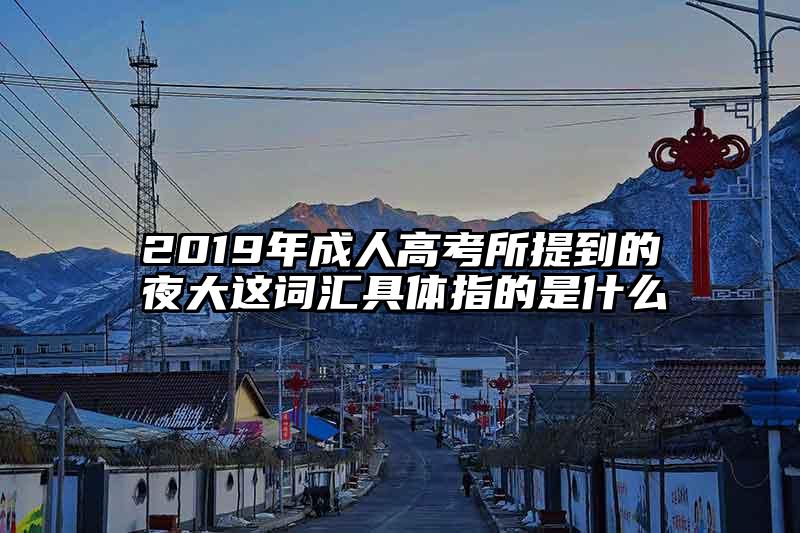 2019年成人高考所提到的夜大这词汇具体指的是什么